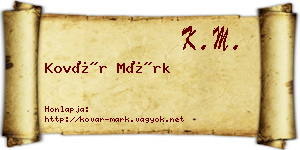 Kovár Márk névjegykártya